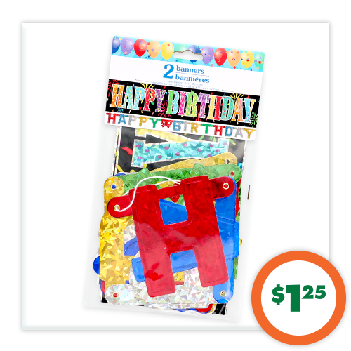 $1.25 2-ct. Birthday Banners
