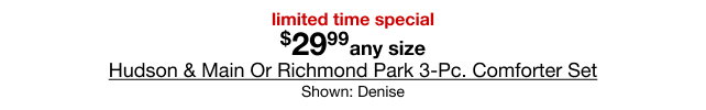 limited time special $29.99 any sizeHudson & Main Or Richmond Park 3-Pc. Comforter Set