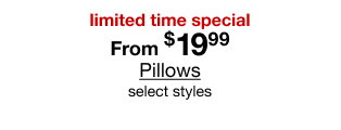 limited time special from $19.99 Pillows select styles