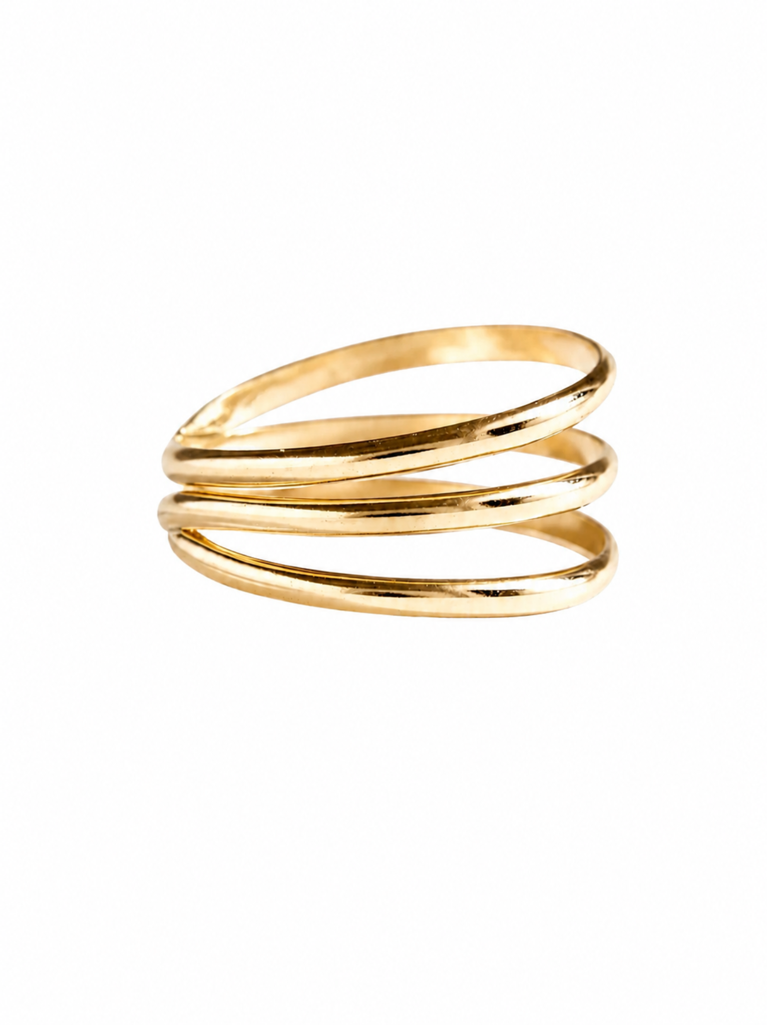 Gold ring with three swirl band design