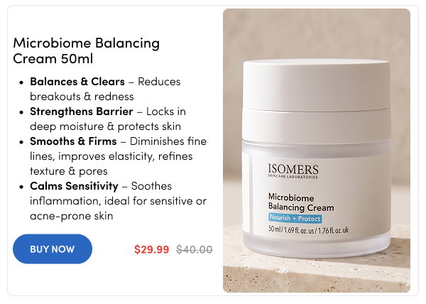 Isomers Skincare Microbiome Balancing Cream 50ml $29.99