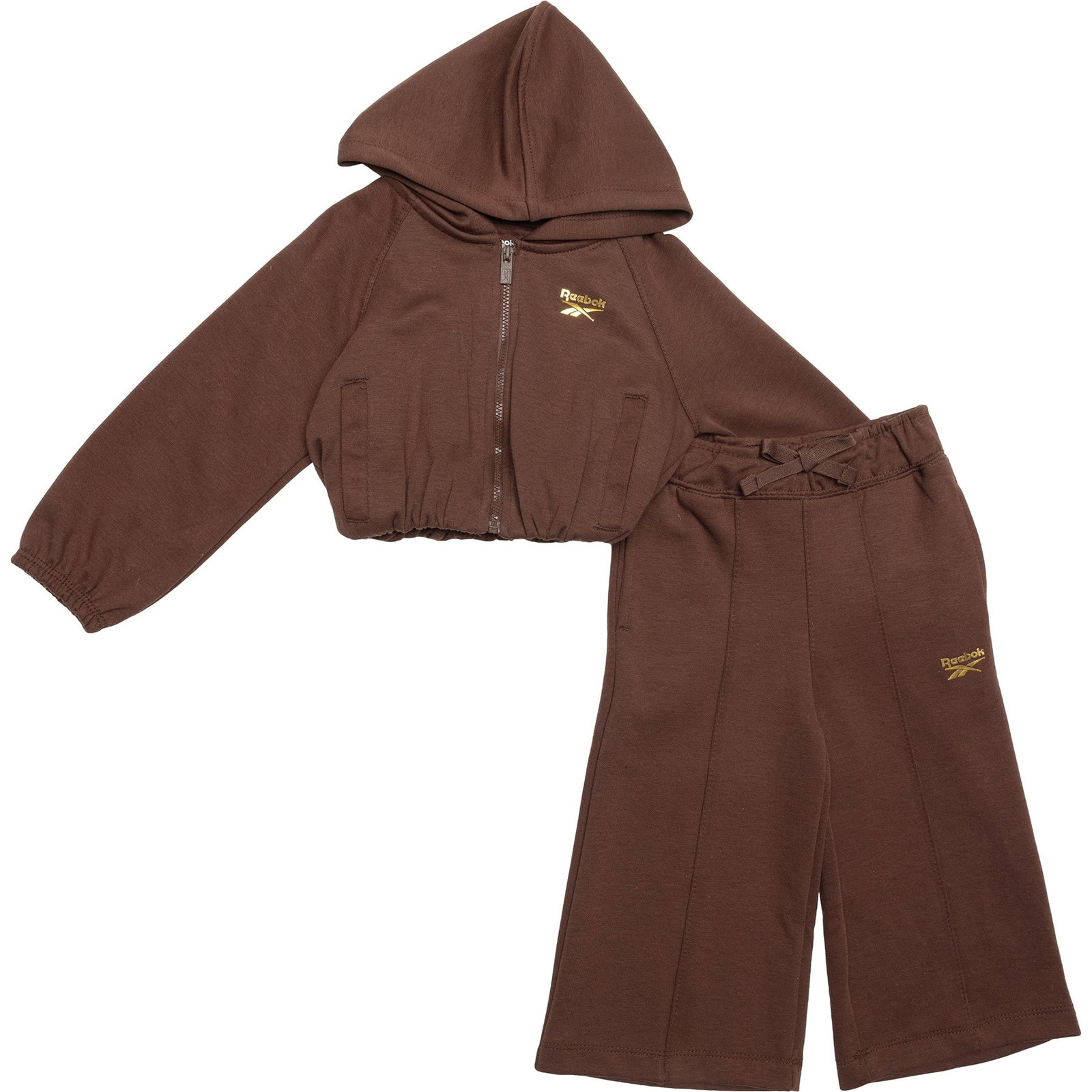Reebok Toddler Girls Hoodie and Flare-Leg Pants Set | Brown | Size 2T | Cotton