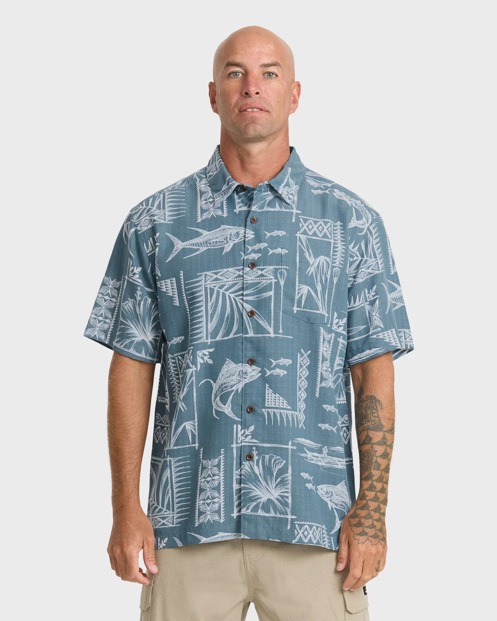Image of Waterman Paradise Bay Short Sleeve Woven Shirt - Real Teal