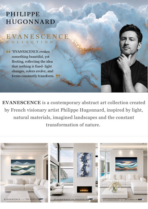 Philippe Hugonnard Evanescence Collection: "Evanescence evokes something beautiful, yet fleeting, reflecting the idea that nothing is fixed - light changes, colors evolve, and forms constantly transform." Evanescence is a contemporary abstract art collection created by French visionary artist Philippe Hugonnard, inspired by light, natural materials, imagined landscapes and the constant transformation of nature.