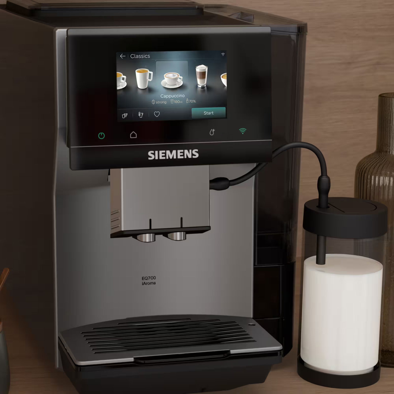 Siemens EQ700 iAroma TP725EM7 helautomatisk espressomaskin, rostfritt stål