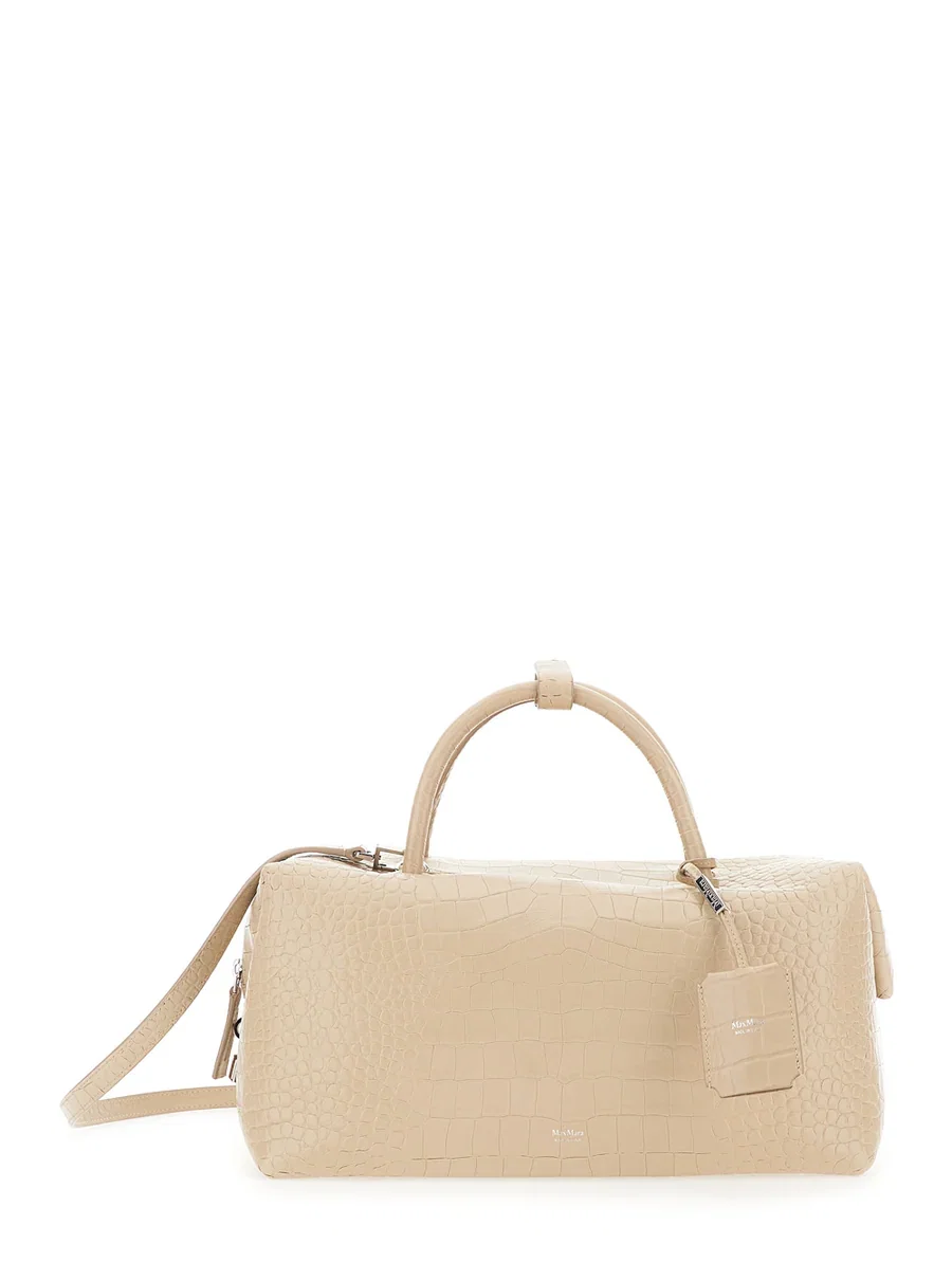 Max Mara Embossed Holdall Bag White