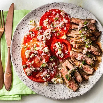 Grilled Flank Steak with Tomato-Feta Salad