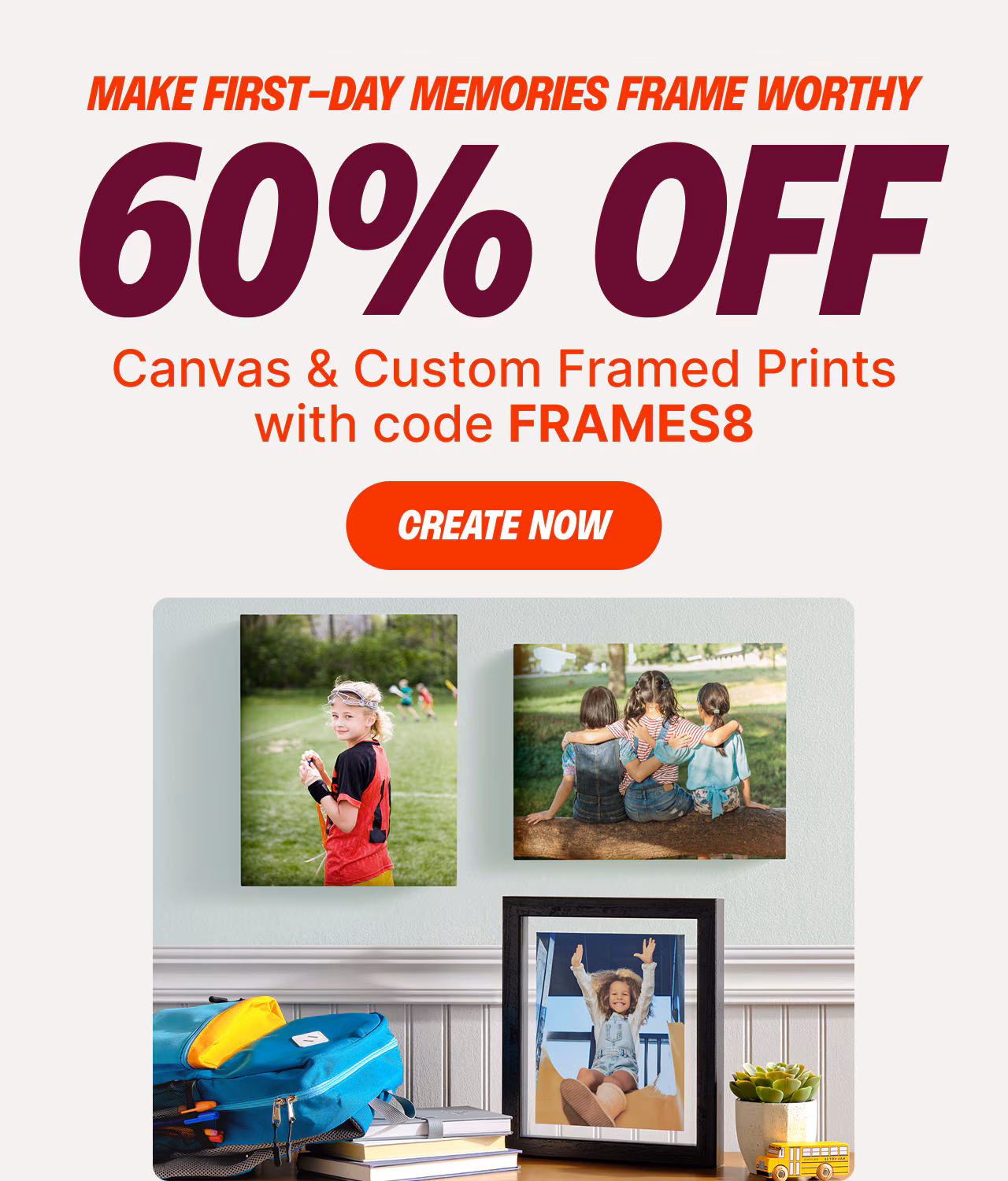 60% OFF Canvas & Custom Framed Prints with code FRAMES8