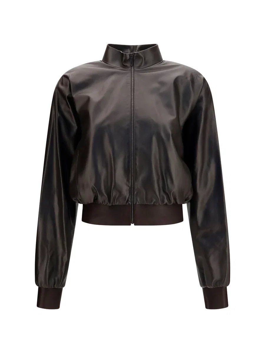 Gucci Nappa Leather Bomber Jacket Brown