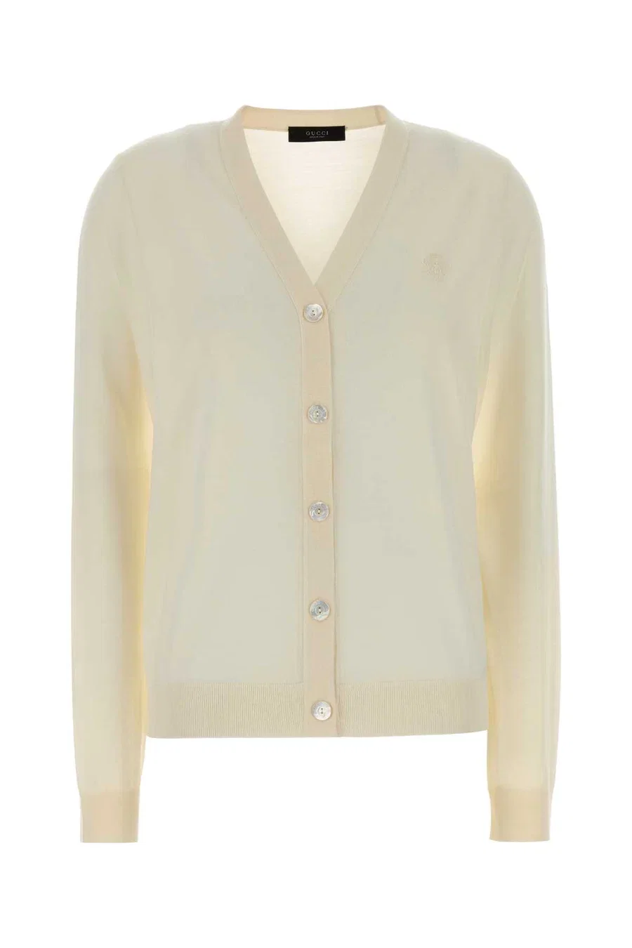 Gucci Wool V-Neck Cardigan Beige