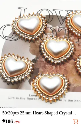 50/30pcs 25mm Heart-Shaped Crystal...