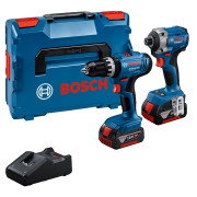 Bosch GSB 18V-25 18V Combi Drill, GDR 18V-215 18V Brushless Impact Driver. 2x 4.0Ah Batteries, Charger & L-BOXX 136 Case