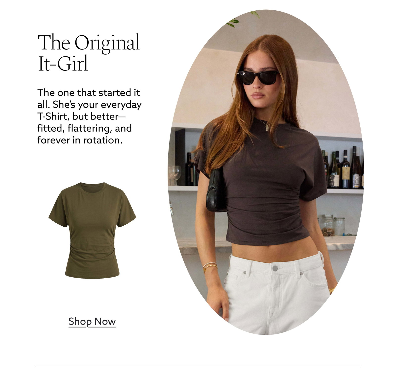 Andrea Shirred Jersey T Shirt