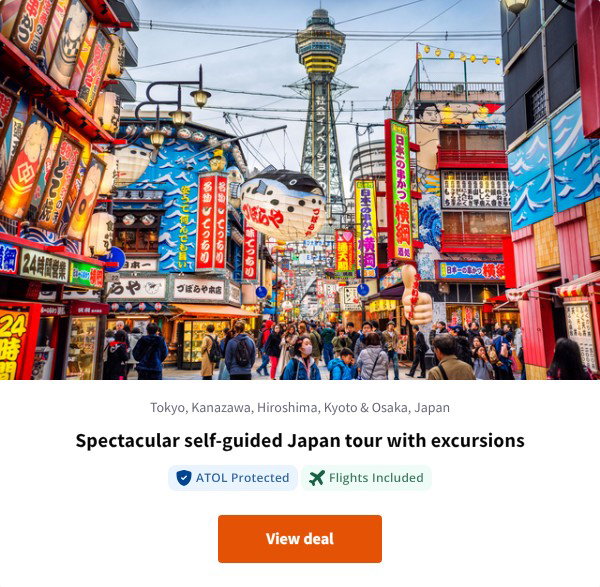 Spectacular self-guided Japan tour with excursions