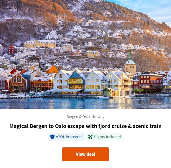 Magical Bergen to Oslo escape with fjord cruise &amp; scenic train
