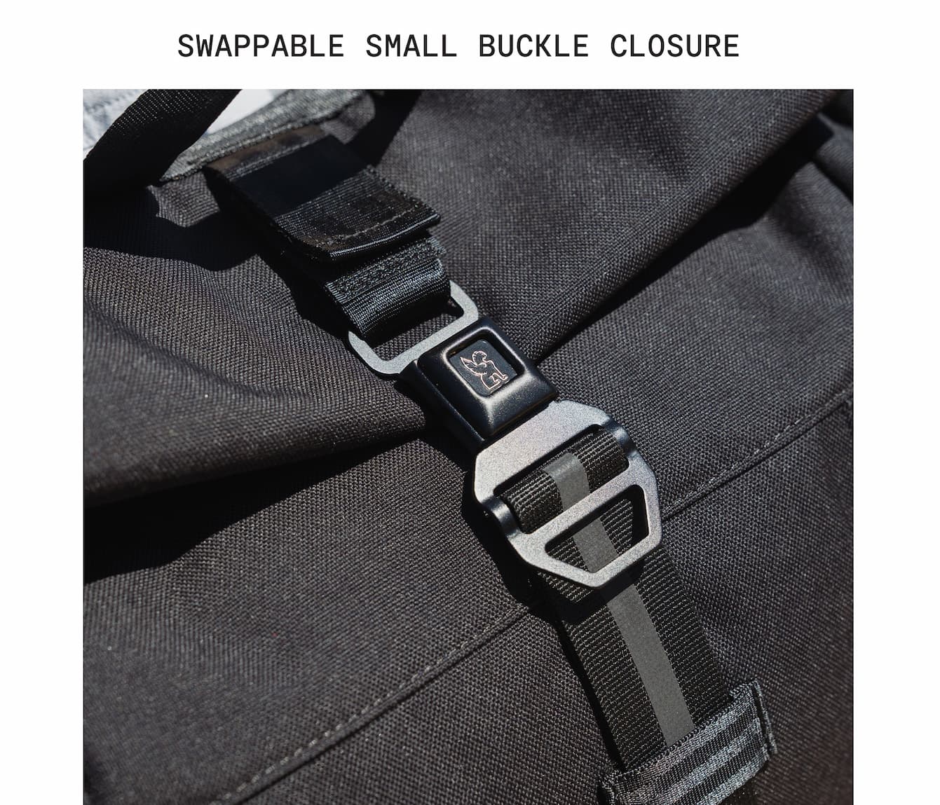 An up-close view of the SM buckle closure of the Initiate Pack