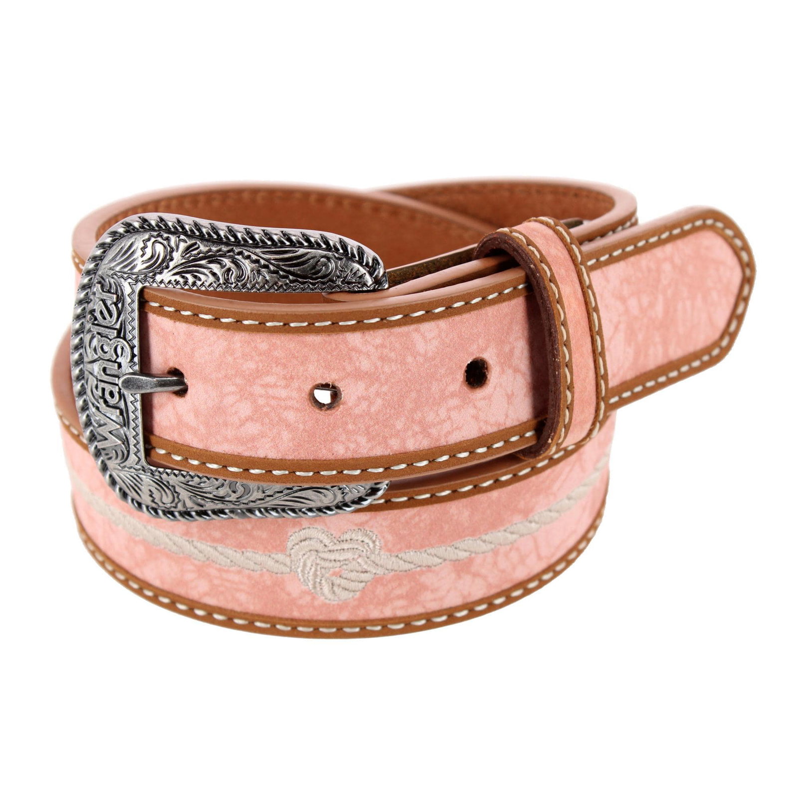 Image of Wrangler Girl's 30mm Embroidered Rope Leather Belt