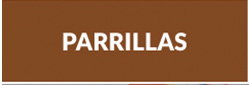 White capitalised word 'PARRILLAS' on a brown banner, indicating the grills section