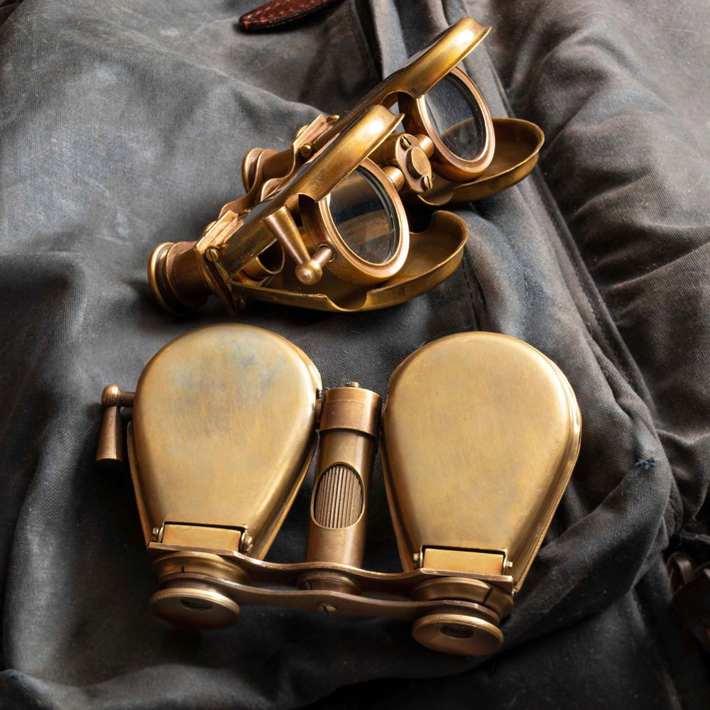 Image of Compact Brass Folding Binoculars