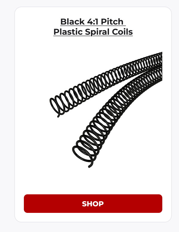 Black 4:1 Pitch  Plastic Spiral Coils