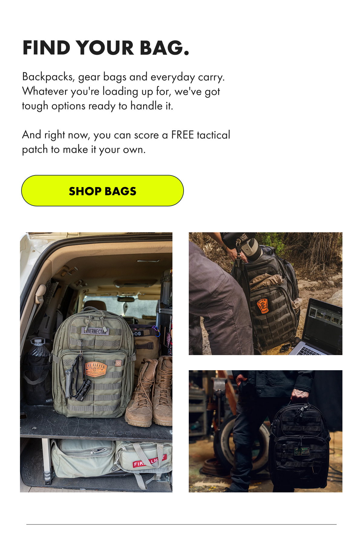 FIND YOUR BAG.