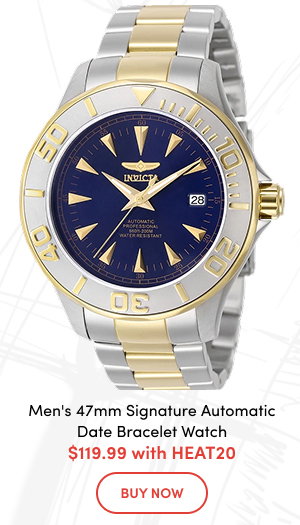INV-7038  INVICTA Men's 47mm Signature Automatic Date Bracelet Watch  $119.99 with HEAT20