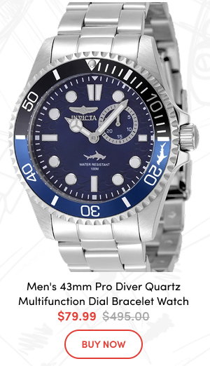 INV-49278  INVICTA Men's 43mm Pro Diver Quartz Multifunction Dial Bracelet Watch  $79.99
