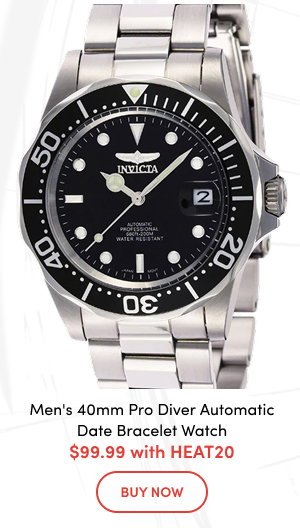 INV-8930  INVICTA Men's 40mm Pro Diver Automatic Date Bracelet Watch  $99.99 with HEAT20
