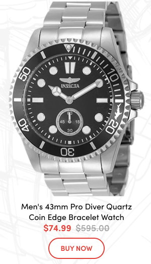 INV-49421  INVICTA Men's 43mm Pro Diver Quartz 60 Second Subdial Coin Edge Bracelet Watch  $74.99