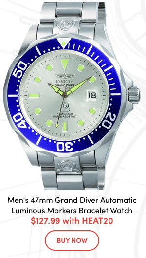 INV-3046  INVICTA Men's 47mm Grand Diver Automatic Luminous Markers Bracelet Watch  $127.99 with HEAT20