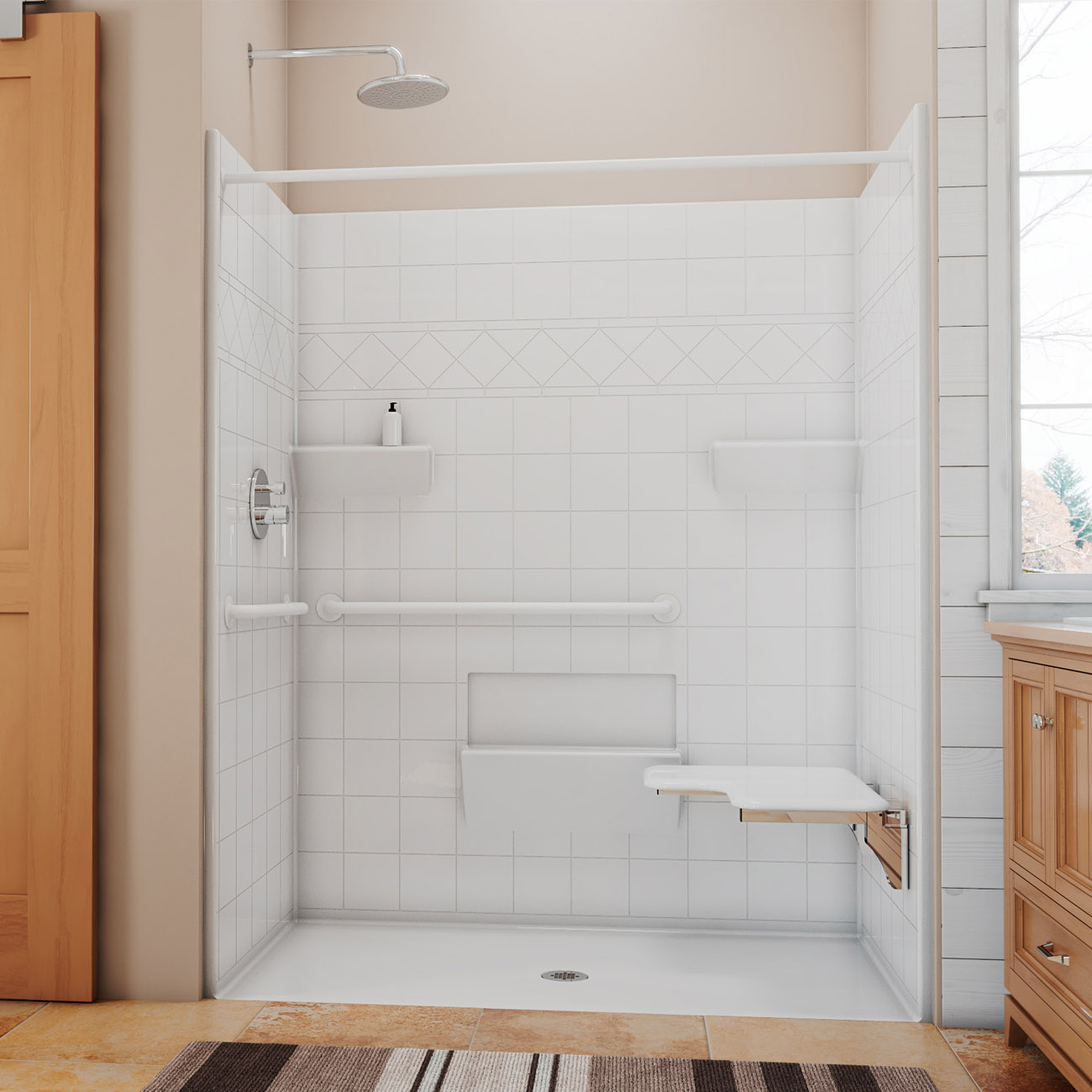 Image of Vanleer AcrylX Alcove Center Drain One-Piece Shower