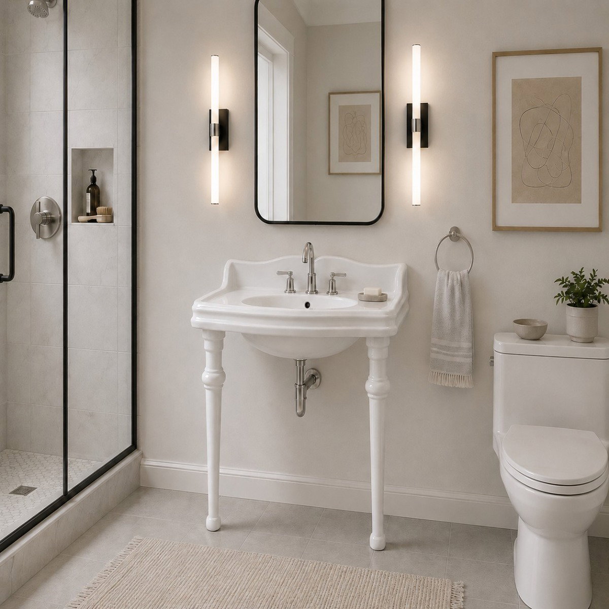 Image of Isabella Console Bathroom Sink with Oval Bowl