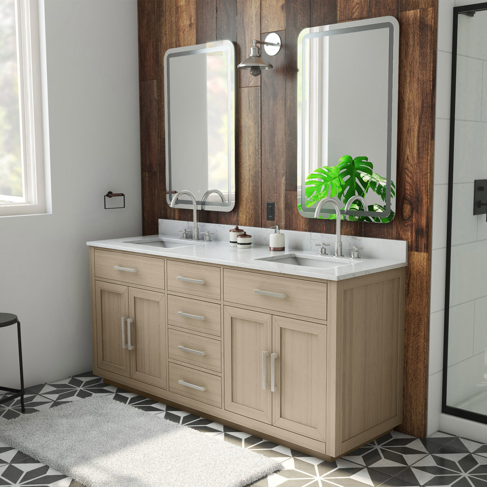 Image of DreamLine Dexterity Double Rectangular Sink Oak Vanity