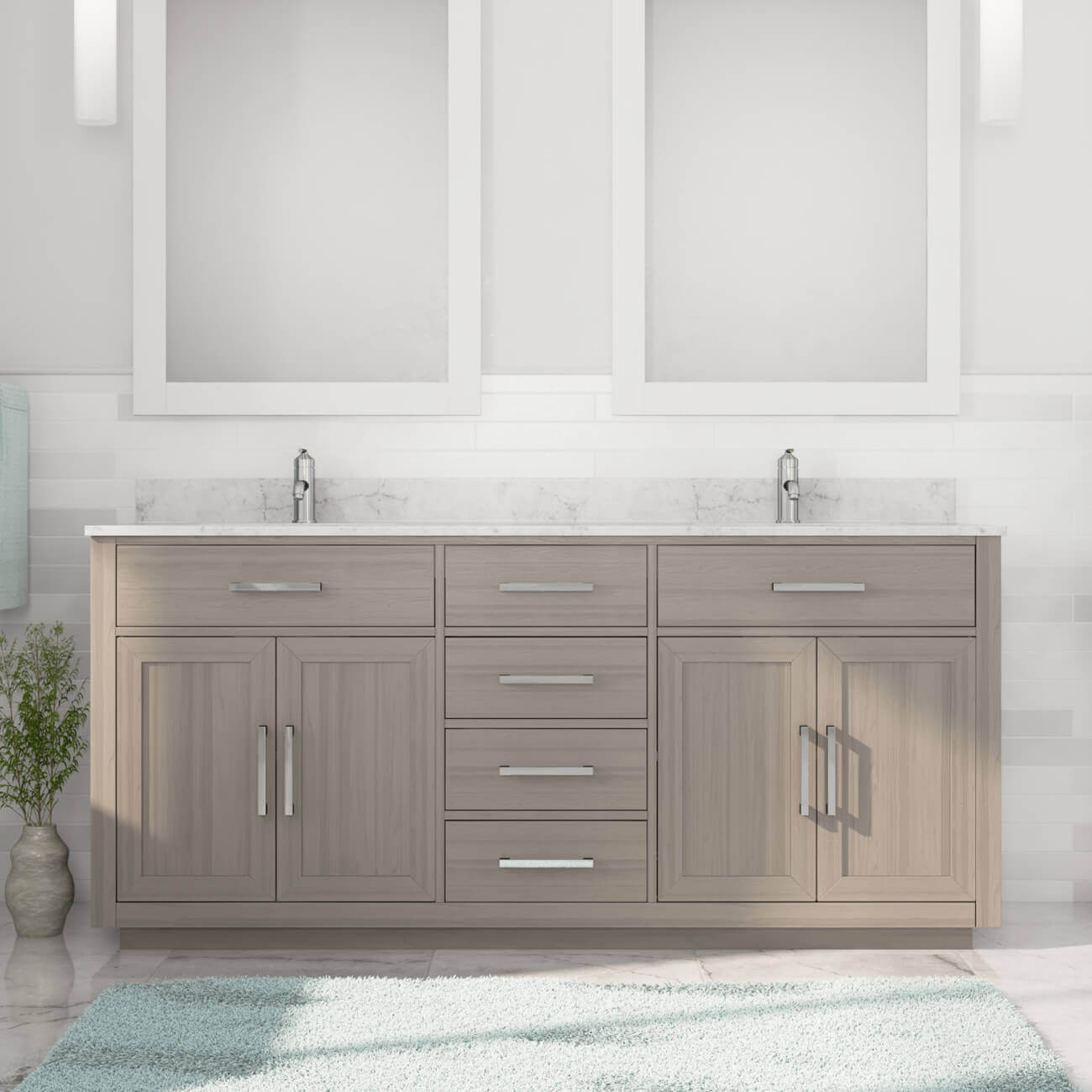 Image of Barrett 72 Inch Solid Wood Oak Double Vanity