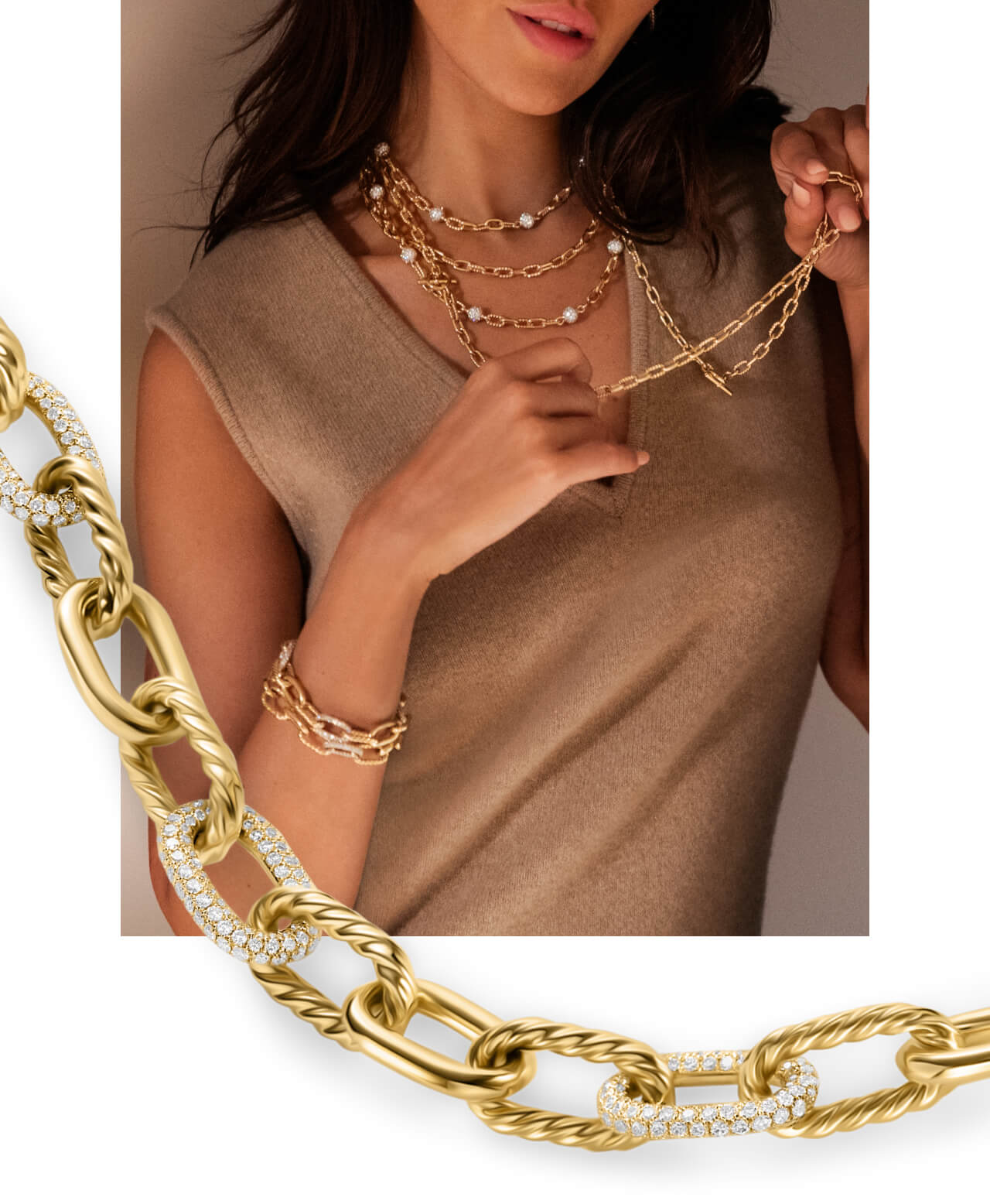 DY Madison® Chain Bracelet18K Yellow Gold with Diamonds, 11mm