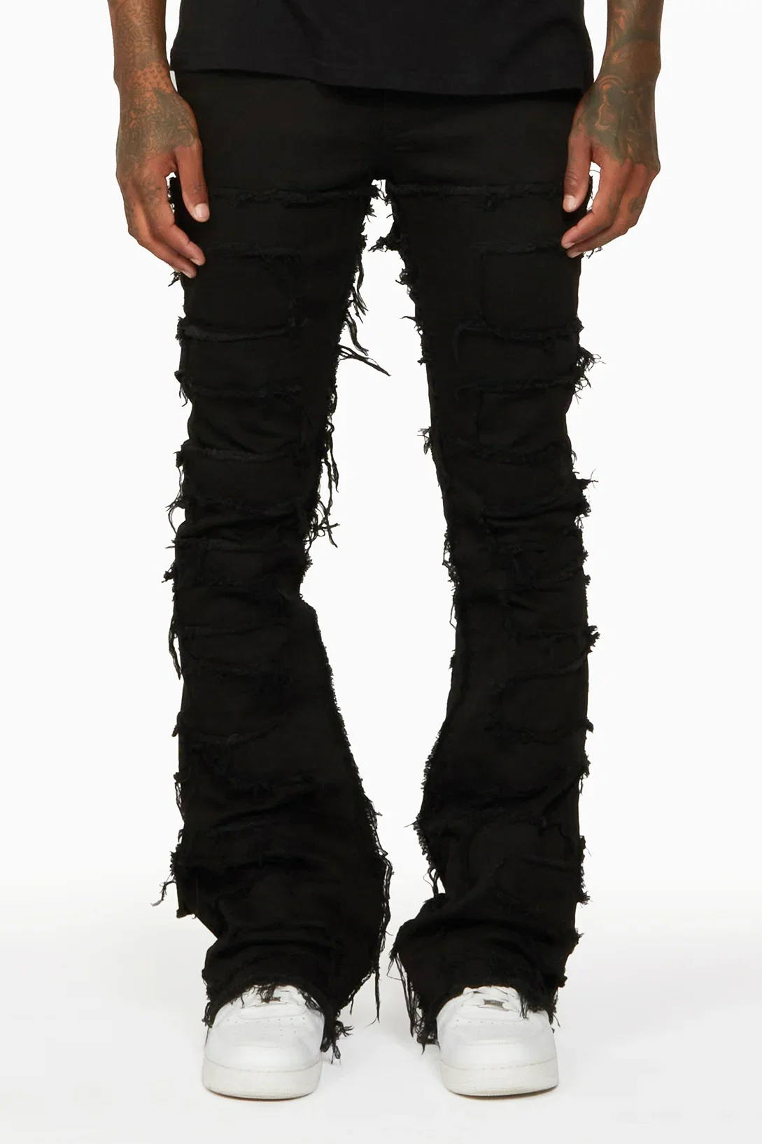 Image of Shake Black Stacked Flare Jean
