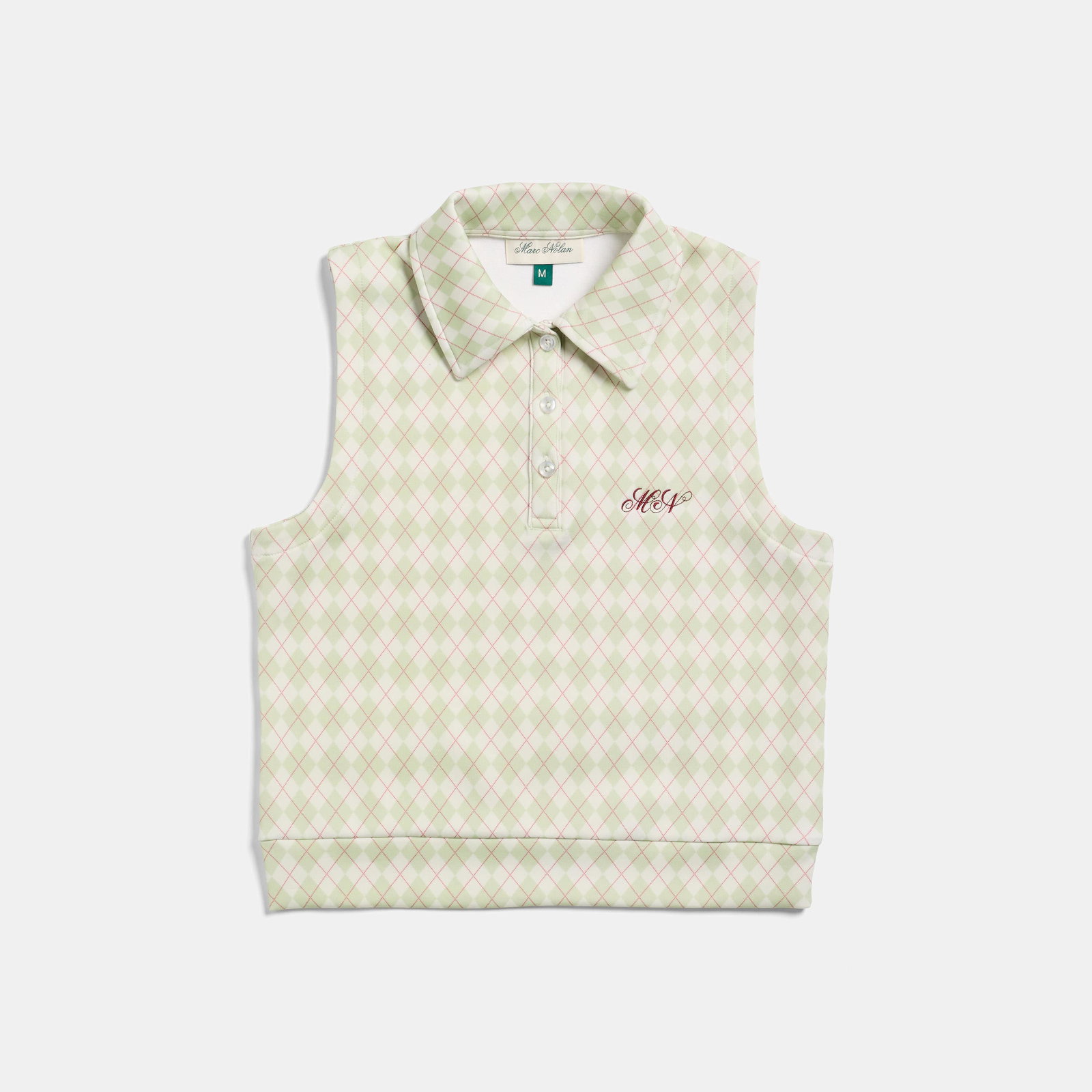 Image of Women's Argyle Golf Vest - Cream/Sage