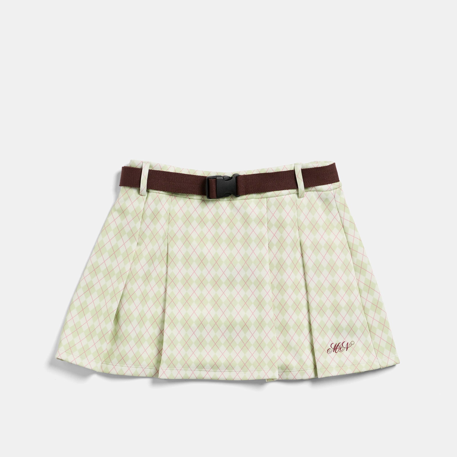 Image of Women's Argyle Golf Skirt - Cream/Sage