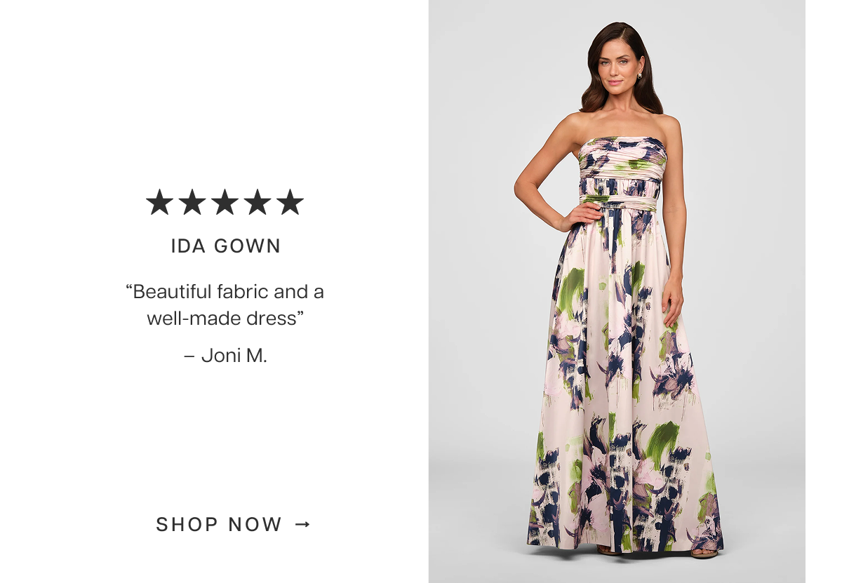 Ida Gown | “Beautiful fabric and a well-made dress” – Joni M.