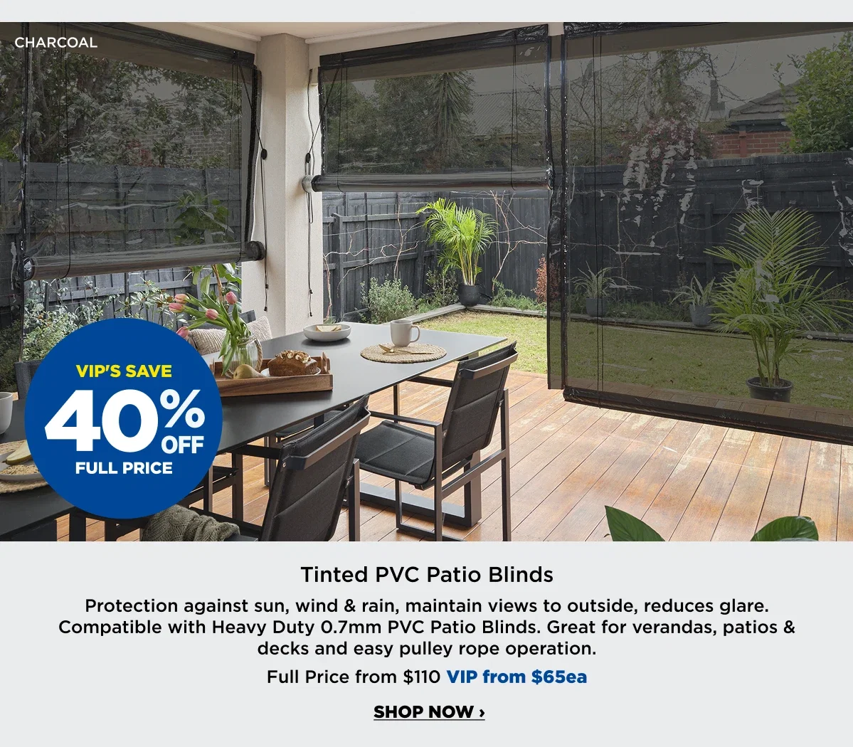 Tinted PVC patio blinds