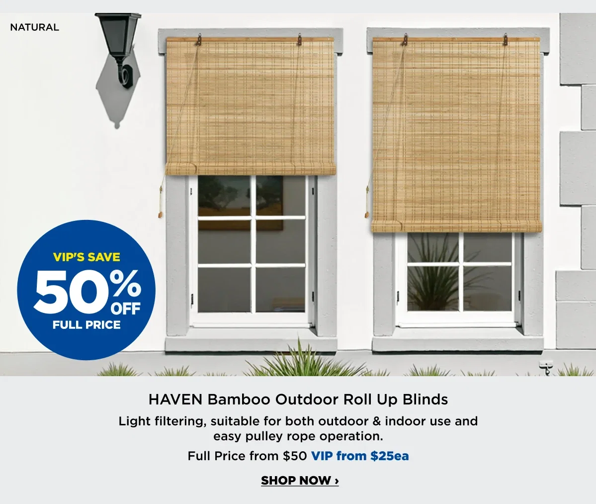 Haven bamboo outdoor roll up blinds