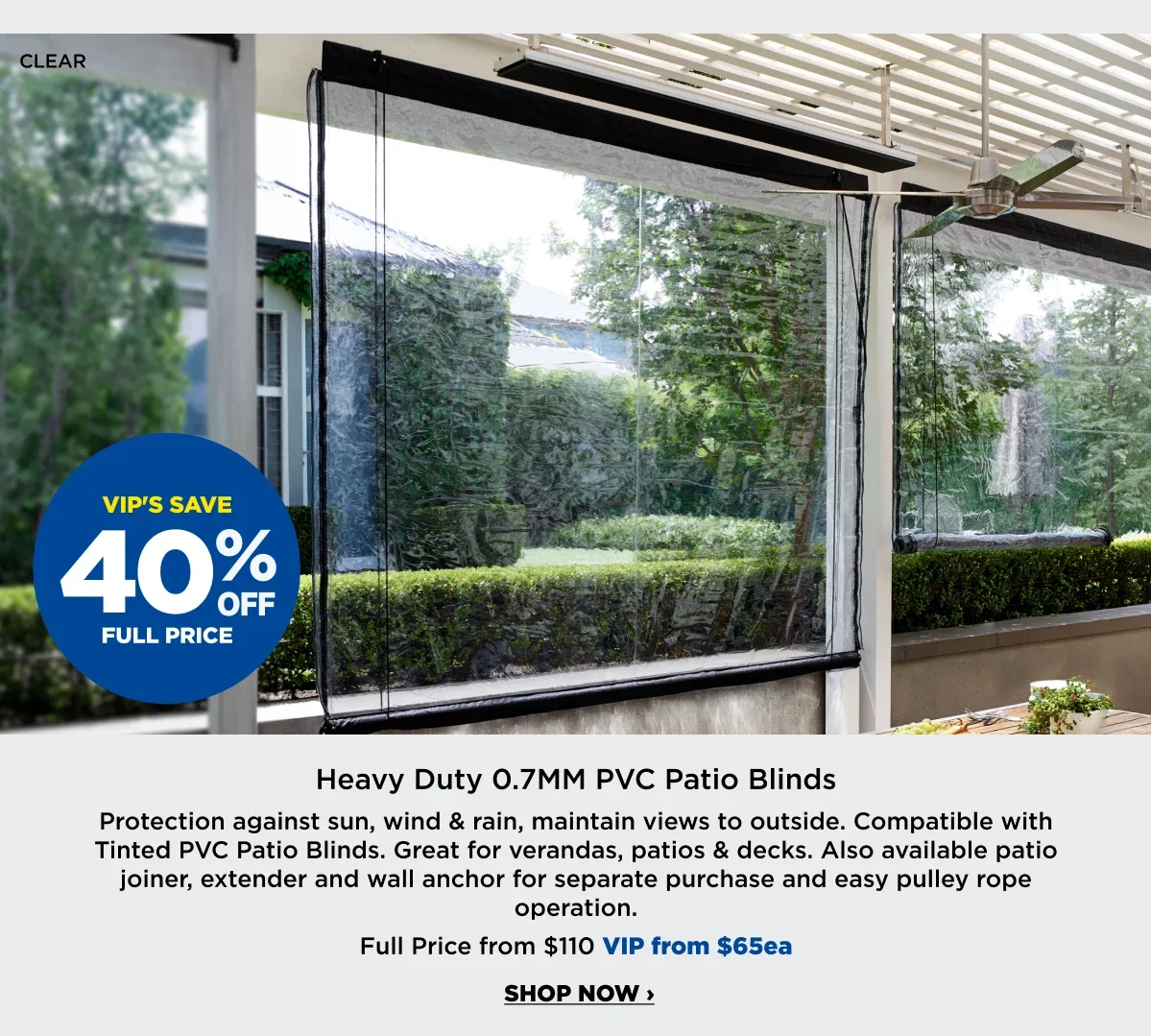 heavy duty 0.7MM PVC patio blinds