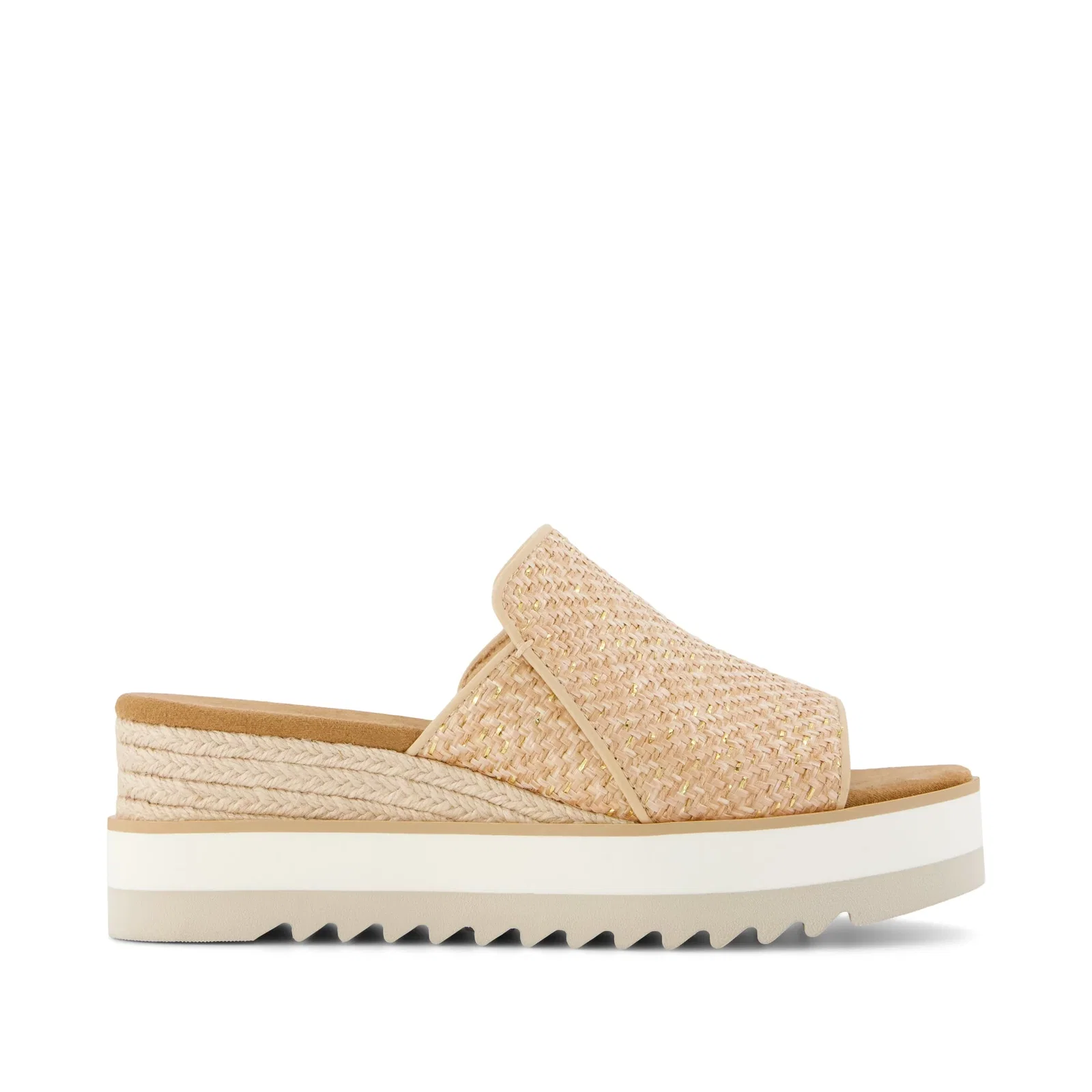 Image of Womens Diana Mule Wedge Sandal Natural Metallic Raffia