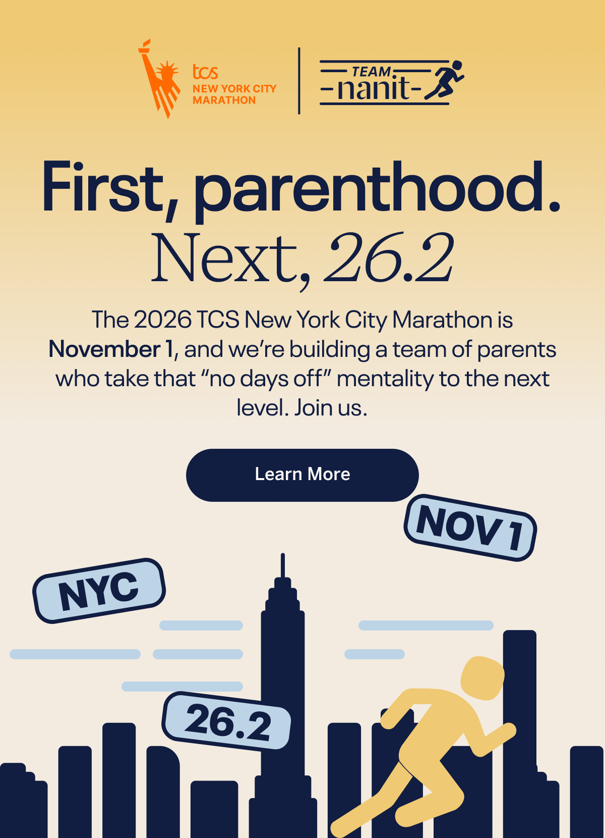 First, parenthood. Next, 26.2