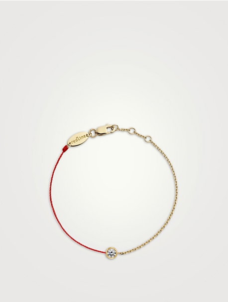 Pure 18K Gold String Chain Bracelet With Diamond