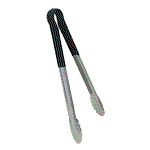 Image of Update International Stainless Steel Tongs with Black Handle, 12"