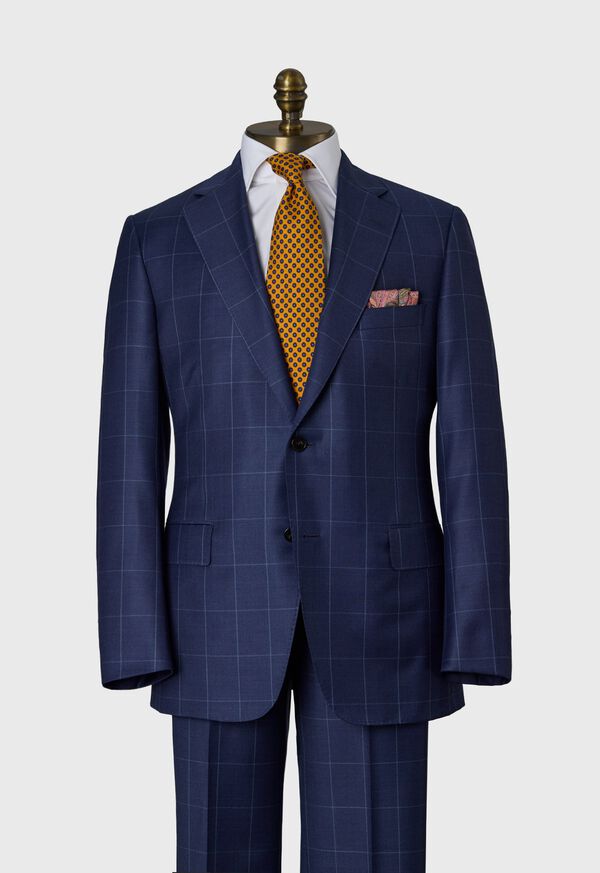 Image of CLASSIC NOTCH SUIT IN BLUE WOOL WINDOWPANE