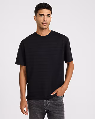 Textured Striped Classic Fit Crew Neck T-Shirt