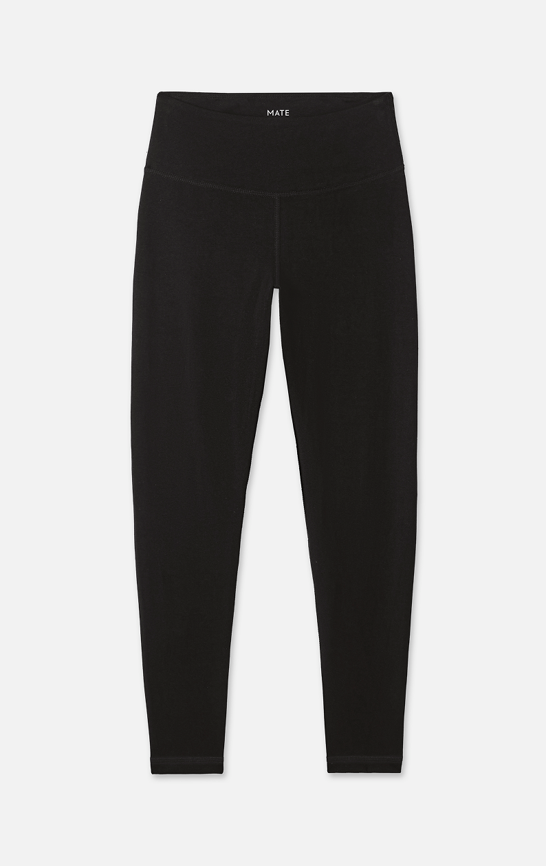 Organic Stretch Midi Legging in Jet Black