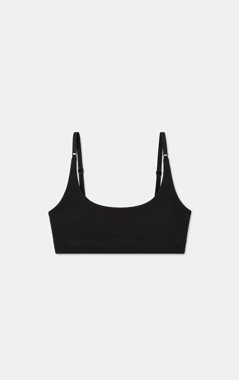 Organic Stretch Scoop Bra in Jet Black